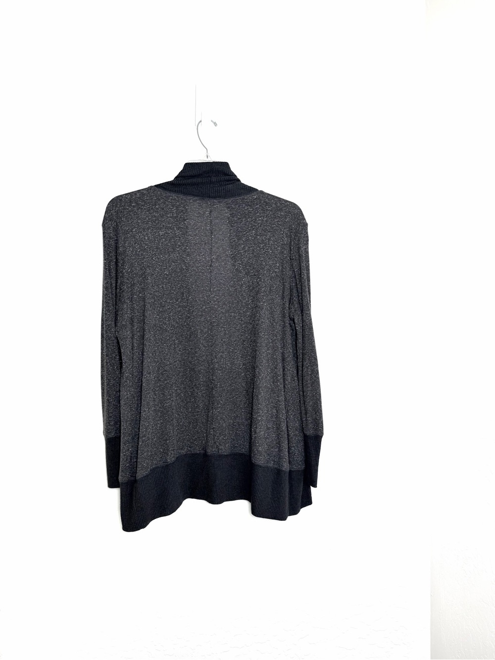 Zella Gray Ribbed Open Swing Cardigan XL Rib Trim lightweight Sweater Nordstrom - Picture 8 of 10